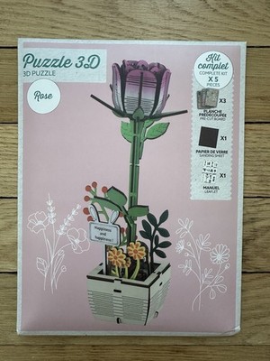 3D Holz Rose Puzzle Kit Zum Selbermachen Blume Modell Handwerk Geschenk Wohndeko Komplettset