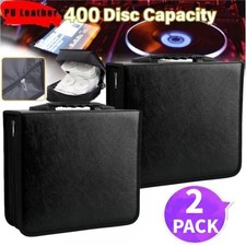  2 Pack 400 Capacity DVD Binder Case CD Wallets Storage Organizer Holder Booklet