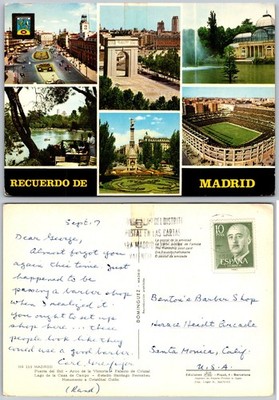 Continental Madrid Landmark Views Postcard