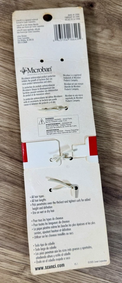 Vintage Y2K Scunci 2 pc Hair Lift Tease Pic Pick Comb  2005 Prop Green Blue New - Image 3 of 4