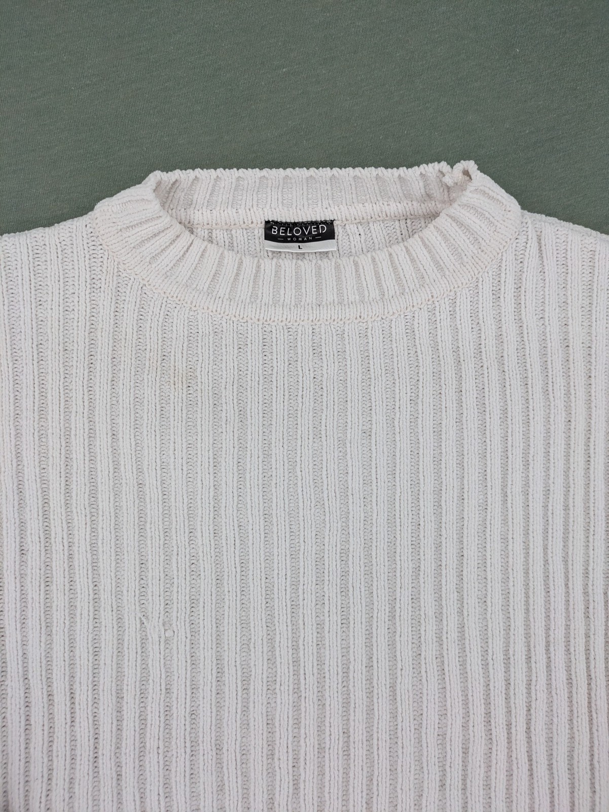 Beloved Damen Pullover Sweater Gr L Creme Wollweiß Rippstrick Langarm image 4
