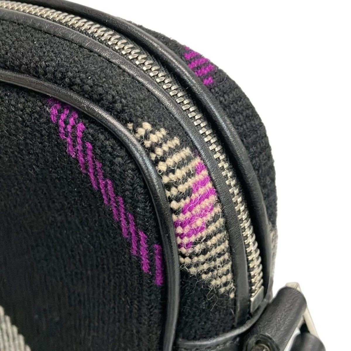 Burberry Shoulder Bag Black White Purple Plaid Wool Leather  Authentic thumbnail 9