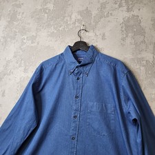 Eton Dress Shirt Mens Size 17 Blue Chambray Contemporary Fit Formal Button-Down