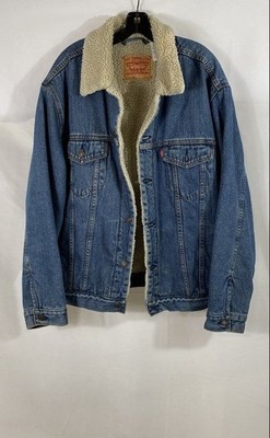 Levi's Men's Blue Sherpa Lined Denim Trucker Jacket 70520 Sz XL