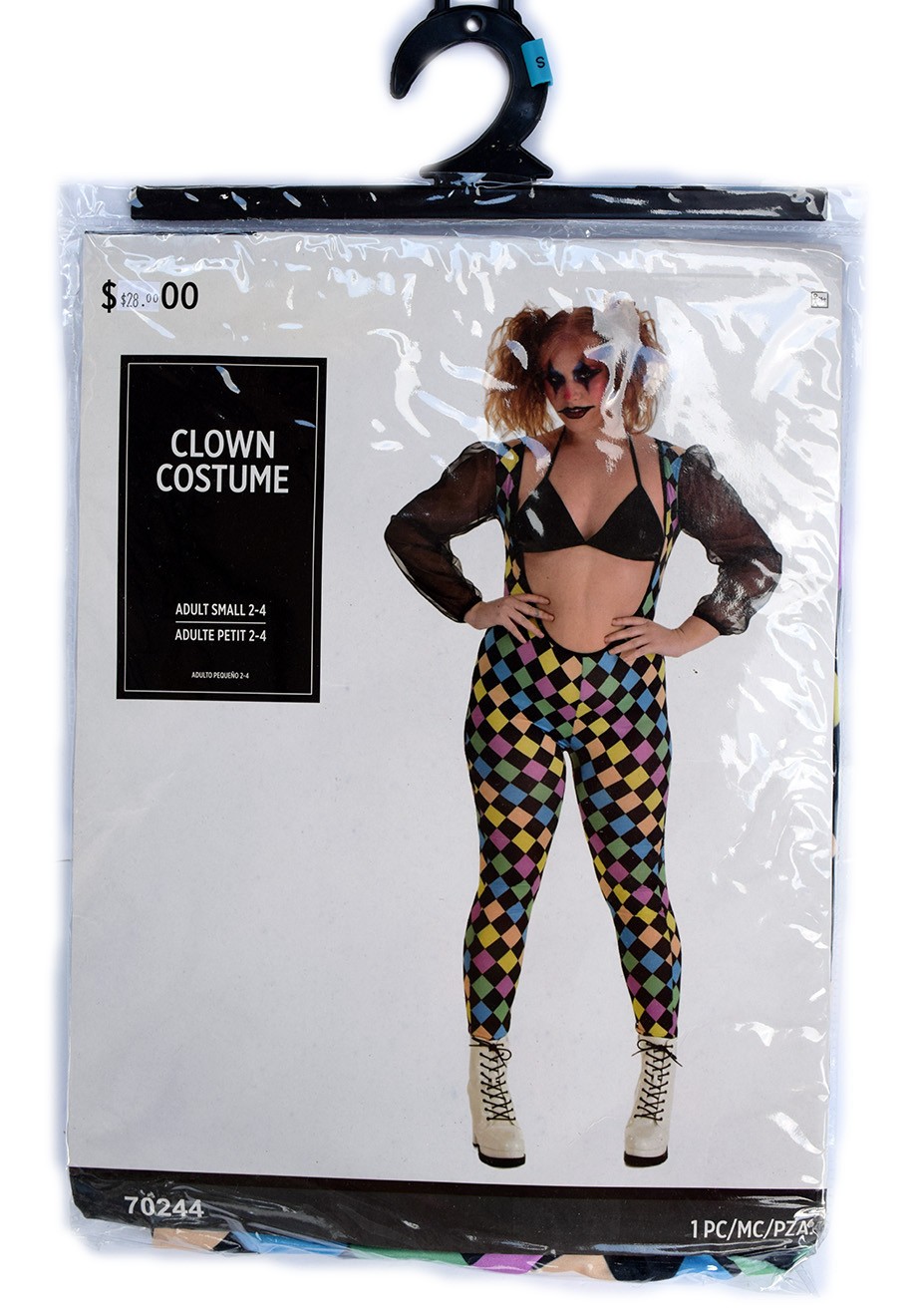 KBW 2023 Clown Costume Harlequin Jester Women's S, M, or L Halloween 1-PC Romper image 2