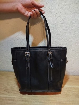 Coach J3Q-9779 Black Leather Tote Bag – Silver Hardware, Purple