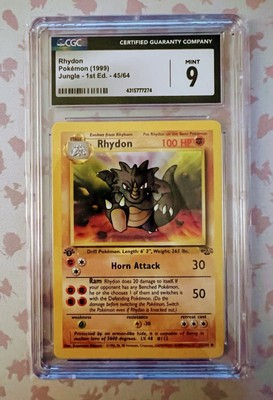 Pokemon TCG Rhydon 45/64 1st Edition Jungle 1999 Vintage WoTC CGC 9 ...