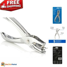 Compact Chrome Hole Punch, 5 Sheets Per Punch - Perfect for Home and Office