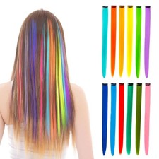 12 Pcs 20 Inch Rainbow Color Clip On Hair Extensions Hairpieces Clips