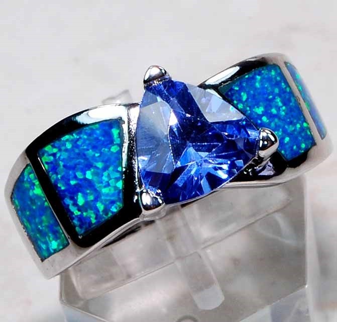 Australian Opal Inlay 925 Sterling Silver Ring Sz 7 PC5-1