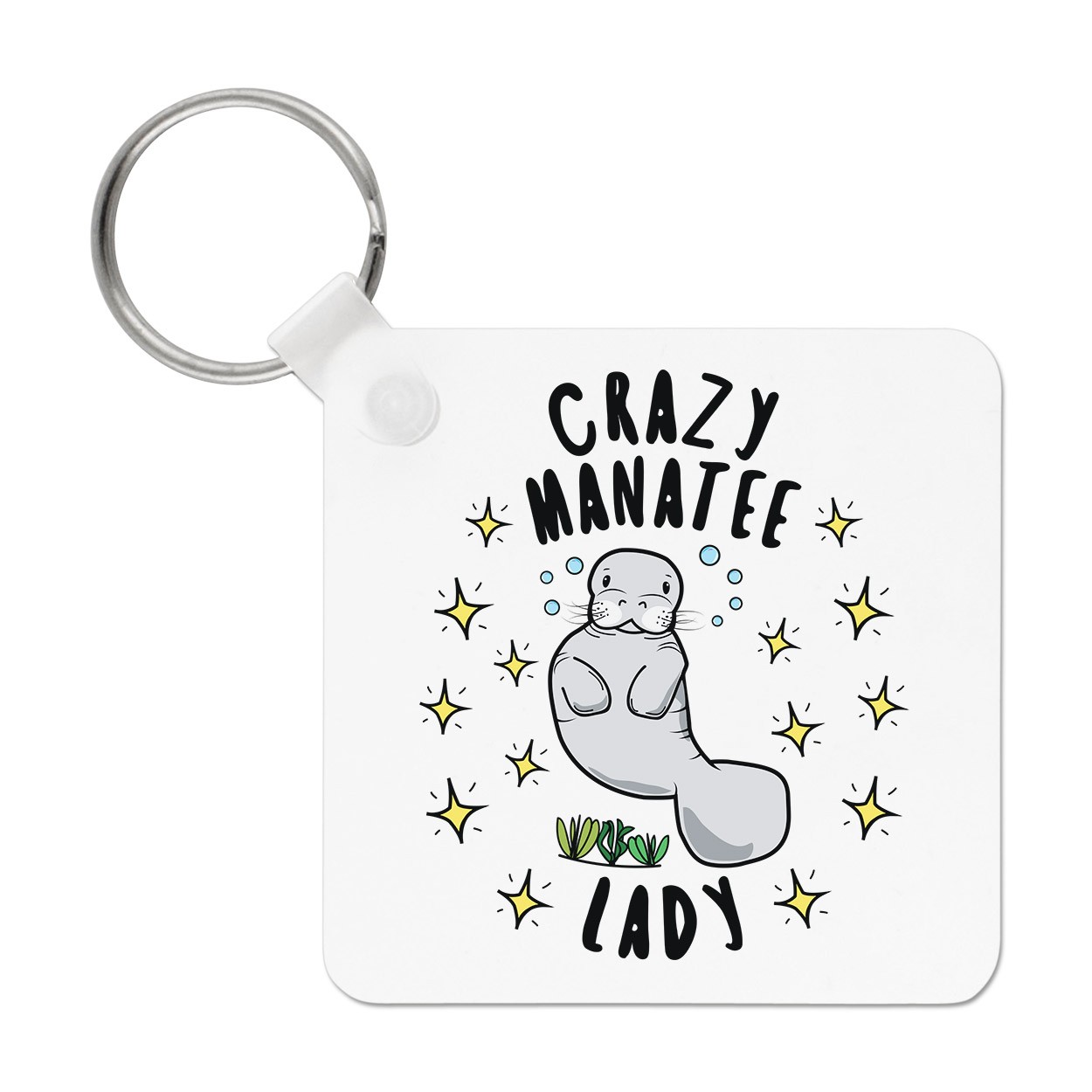 Crazy Manatee Lady Stars Keyring Key Chain - Funny Animal