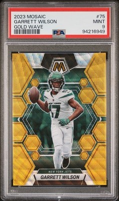 2023 Panini Mosaic - Garrett Wilson #75 Gold Wave Mosaic Prizm /17