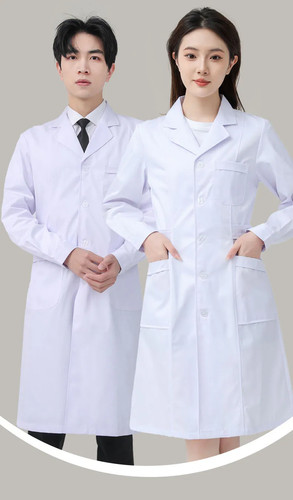 White Lab Coat Long Sleeved Female Doctor's Uniform Male Isolation Lab Uniform - Picture 9 of 26