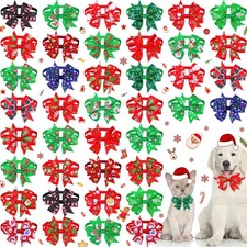 40 PCS Christmas Adjustable Dog Bow Ties Holiday Decor Pet Accessories