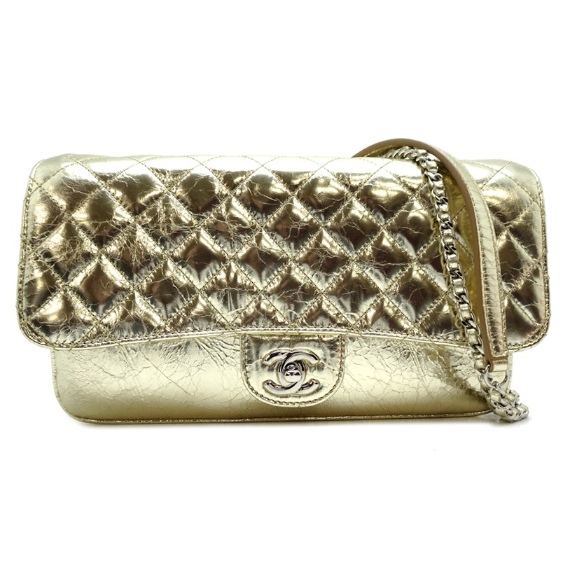 CHANEL Metallic Gold Matelasse Chain Shoulder Bag 952729