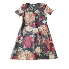 Connected  Apparel Vintage Floral Print Mesh Dress Size 10 Short Sleeve Sheer