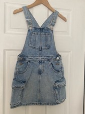 Girls denim dungaree dress with pockets age 8-9 years, Primark, Blue, Pinafore