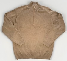 Tommy Bahama Men's Brown Tight-Knit 1/4 Zip Mock Neck Cotton  Silk Sweater M