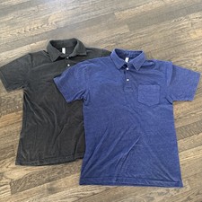 American Apparel Men’s 50/25/50 Polo w/ Pocket Size Medium Made In USA 2 Pack 