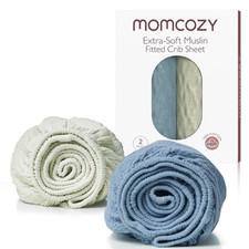 Sabana Ajustable Mini Cuna 2Pack Algodon Natural Antideslizante Gris Azul 38x26