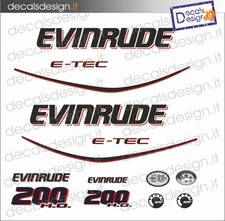 Adesivi motore marino fuoribordo Evinrude e-tec 200 cv H.O. baffi a due colori