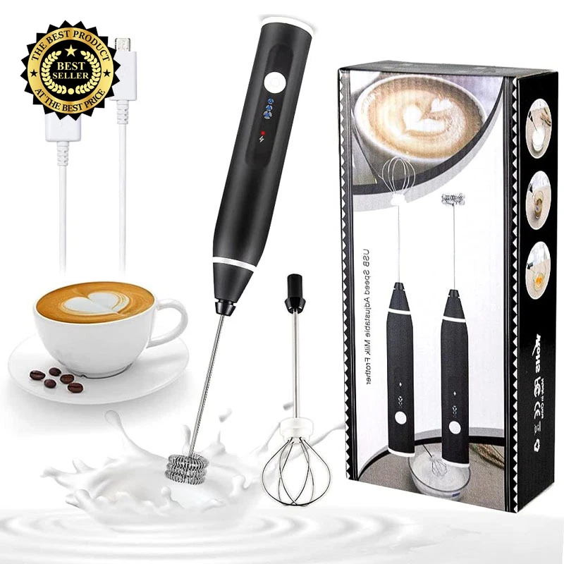 Milk Frother Electric Egg Beater USB Charging Mixer for Coffee Drink Portable