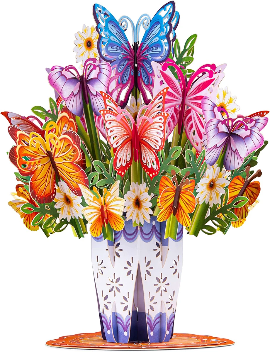 Paper Love Hugepop Butterfly Pop up Flower Bouquet, with Detachable  Flowers, Gif