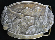 Bergamot Brass Works Rocky Mountains Belt Buckle Made in USA 1978