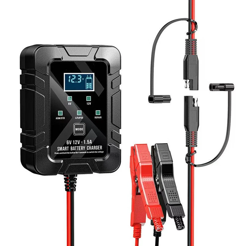 Bateria de lítio chumbo-ácido para motocicleta LCD carregador automático de reparo de pulso EUA PLUG  - Imagem 3 de 4