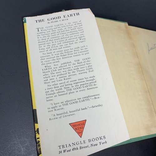 The Good Earth by Pearl S. Buck 1940 Triangle Books - Hardcover W/ DJ 4th Print - Picture 7 of 22