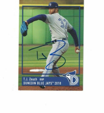 T.J. ZEUCH SIGNED IP GRANDSTAND 2018 DUNEDIN BLUE JAYS AUTO