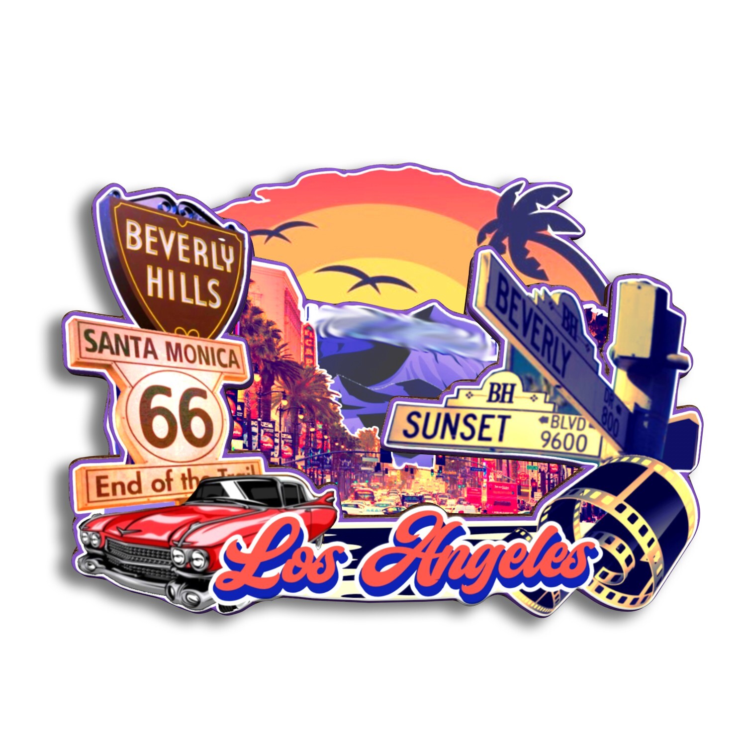 Los Angeles California USA Refrigerator magnet 3D travel souvenirs wood craft