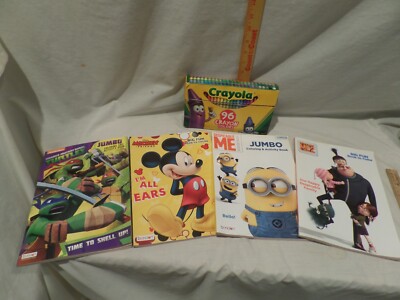 BUNDLE OF 4 ''BENDON'' JUMBO COLORING / ACTIVITY BOOKS / BOX OF 96 CRAYONS/SHARPES