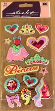 Princess Dress up Hearts NEW PACK Sticko Dimensional PUFFY Scrapbook Stickers