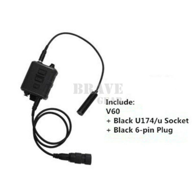 FCS V60 PTT Tactical Transmitter Receiver Connector AMP Comtac III HeadSet Black