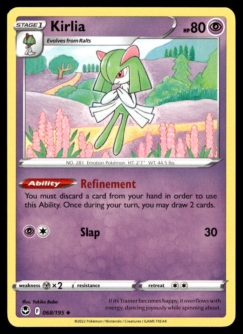 Kirlia 68/195 Pokemon Card Silver Tempest Uncommon 80 HP Near Mint E2