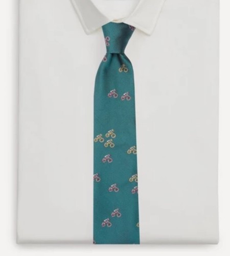 New PAUL Smith “Sketchy Cyclists” Bicycle Silk Tie Teal Made In England NWT $160