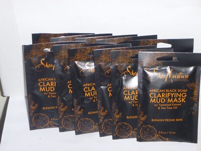 (11 Masks) Shea Moisture African Black Soap Clarifying Mud Mask -  .05 oz Each