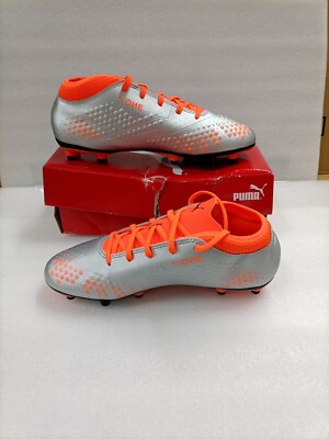 Puma One 4 Syn FG Jr Soccer Silver Orange Black Big Kids 5.5 | eBay