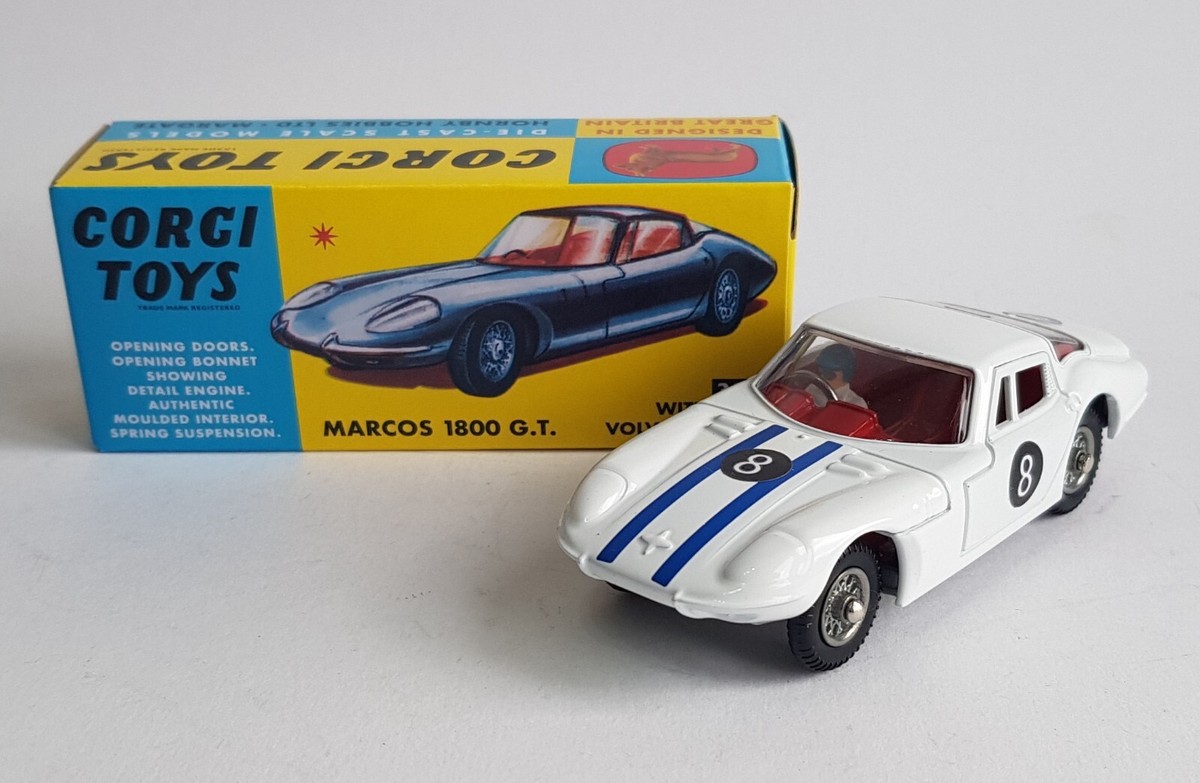 Miniature Corgi Club N°324 - Marcos 1800 GT, N°5 De Course, échelle 1/43? - Superbe état
