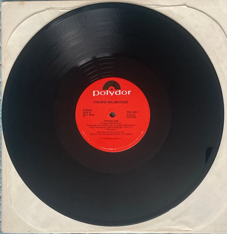 Yngwie Malmsteen {Fire/Crying} Vinyl 1986 PROMO Record 12” Single PRO 466-1 Foto 3 de 4