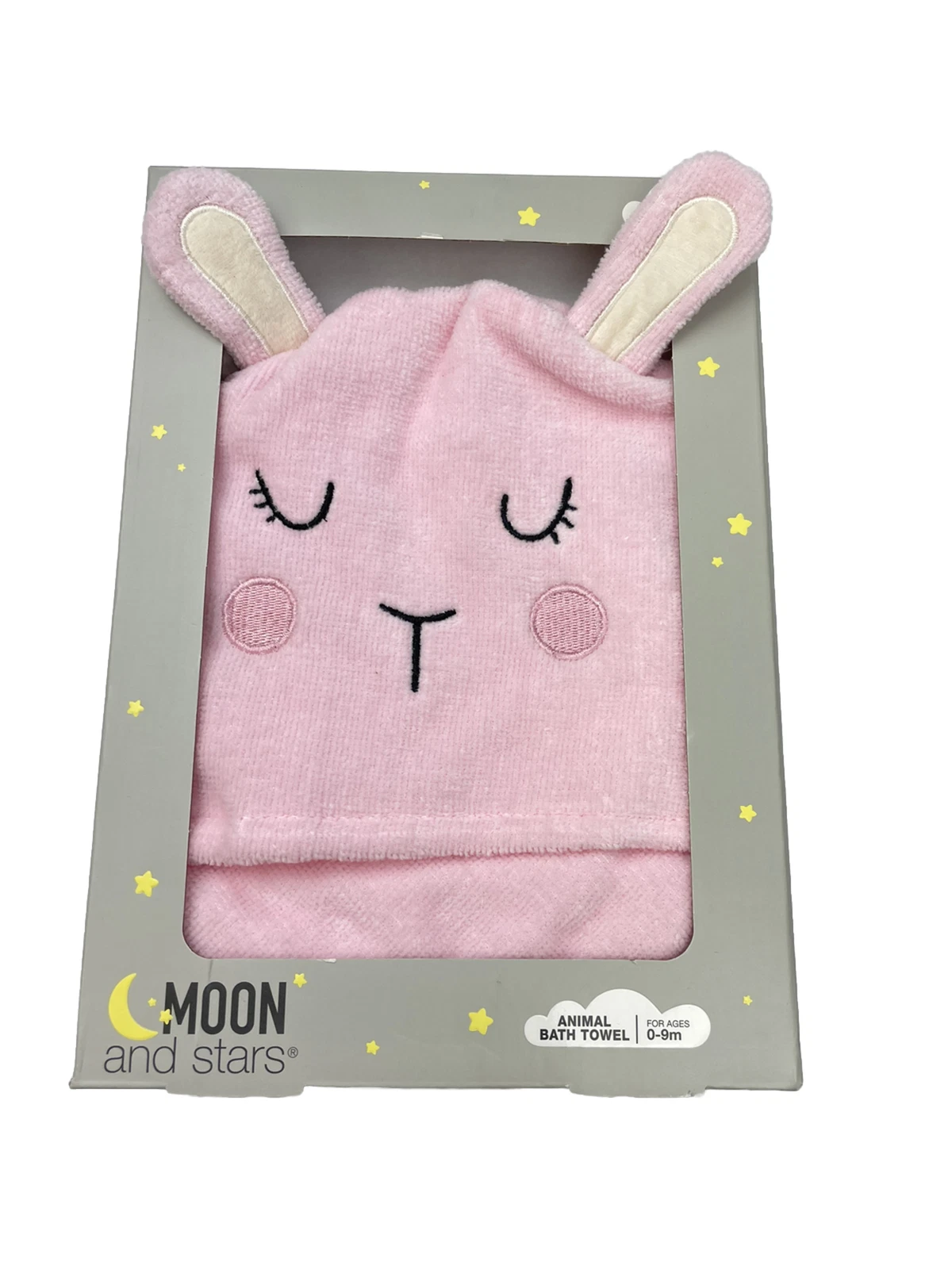 MOON AND STARS RABBIT BATH TOWEL 0-9 BABY GIRL