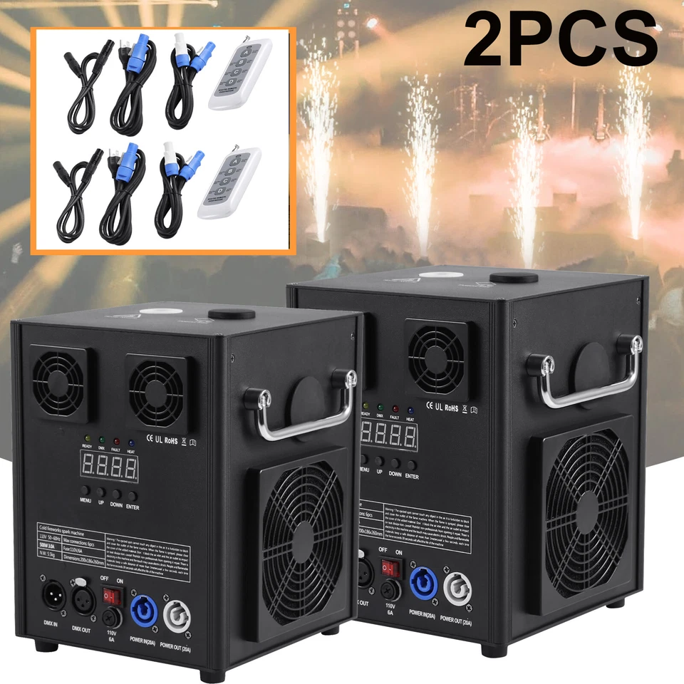 2x Cold Spark Machine Sparkular Spark Machine DMX DJ Stage Effect Black - Image 3 of 4