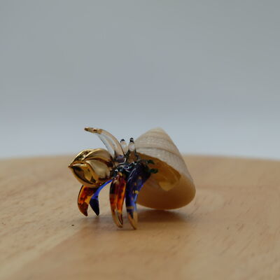 Hermit Crab Decorative Home Figurine Hand Blown Art Glass Ornament Gift