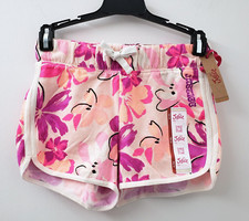 Justice Girls Floral Dolphin Shorts Size 10 Elastic Waist Logo Drawstring NEW W2