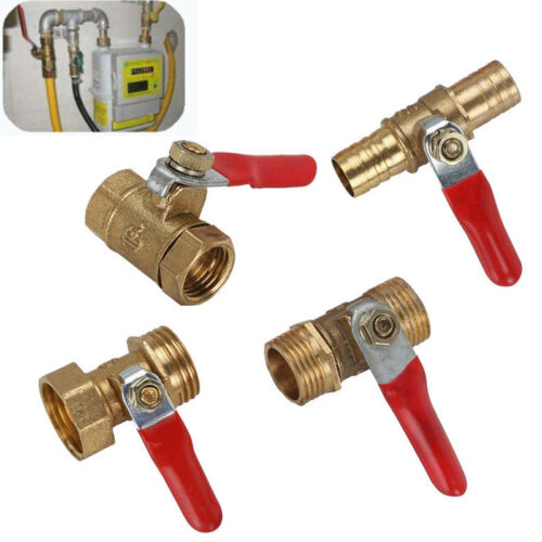 1/8'' 1/4'' 3/8 1/2'' Barb Brass Shut-off Ball Valve Water Gas Fuel Line Thread - Picture 1 of 9