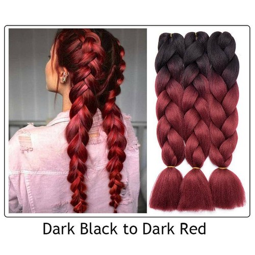 24" Christmas Jumbo Braiding Hair Extensions Ombre Rainbow Twist Braids as Human - Picture 30 of 66