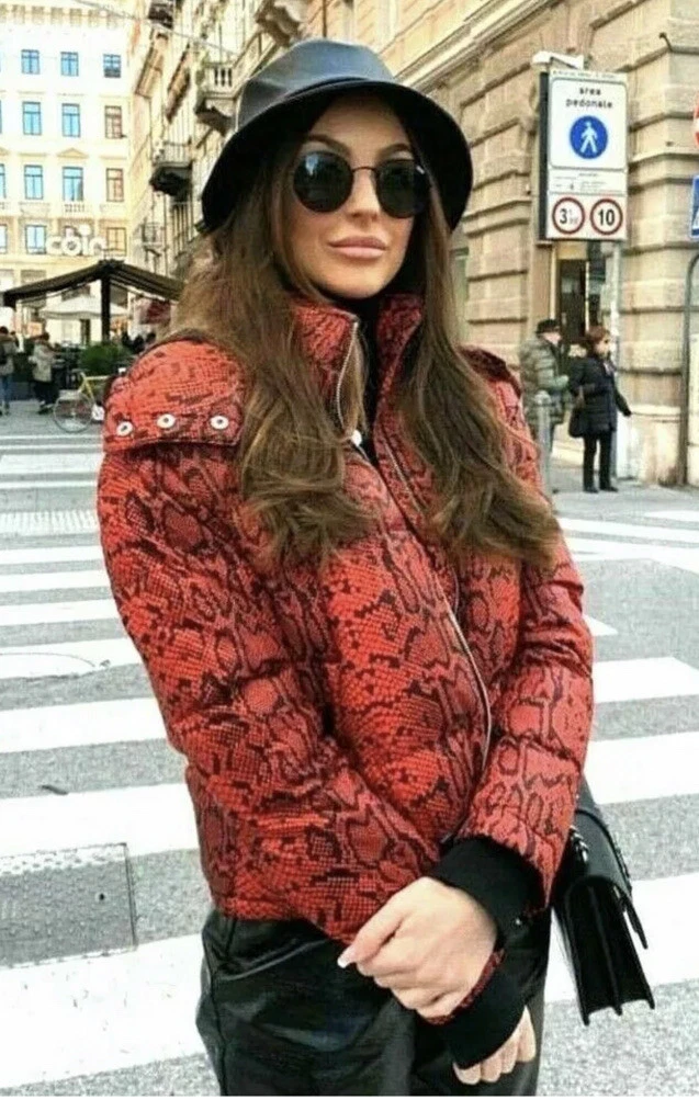 Red snake hotsell print puffer jacket