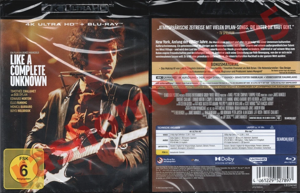 UHD 4K ULTRA HD+Blu-ray LIKE A COMPLETE UNKNOWN Timothee Chalamet Bob Dylan NEU - Bild 1 von 1