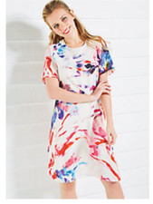 White with Bright Print A Line Swing Shape Dress with Pockets SUMMER CLEARANCE 
